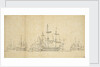 Large Dutch ships before a light breeze, ?August 1665 by Willem van de Velde the Elder