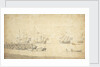 Weyschuits near a pier: Dutch ships lying off by Willem van de Velde the Elder
