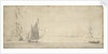 Smalschip under sail and Dutch ships at anchor by Willem van de Velde the Elder