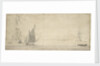 Smalschip under sail and Dutch ships at anchor by Willem van de Velde the Elder