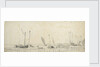 Smalschips near a wharf by Willem van de Velde the Elder
