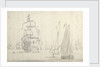 Dutch flagship with a smalschip and galjoot in a light breeze by Willem van de Velde the Elder