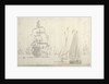 Dutch flagship with a smalschip and galjoot in a light breeze by Willem van de Velde the Elder
