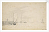 A tochschuit pushing off from the shore by Willem Van de Velde the Younger