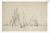 A flute running free with two others in stays by Willem Van de Velde the Younger