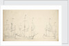 A flute running free with two others in stays by Willem Van de Velde the Younger