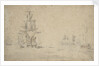 The 'Dordrecht' and 'Gideon' becalmed in a swell, May 1672? by Willem van de Velde the Elder