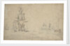 The 'Dordrecht' and 'Gideon' becalmed in a swell, May 1672? by Willem van de Velde the Elder