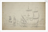 An English two-decker under easy sail by Willem van de Velde the Elder