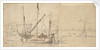 A hooker lying at a buoy by Willem van de Velde the Elder