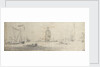 A galliot in light airs and several barges by Willem van de Velde the Elder