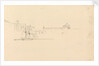 Sketch of two-masted sailing vessel off a Mediterranean port by John Christian Schetky