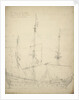 Portrait of the 'Beurs van Amsterdam'. Built in 1654 as an Indiaman. 52-guns. Taken into the States' service 1665. Returned to the Company 1666 by Willem Van de Velde the Younger
