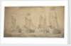 The marriage journey of William of Orange and Princess Mary to Holland, 1677. The yachts reaching the coast of Holland, 29 November - 9 December 1677. by Willem van de Velde the Elder