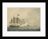 HMS 'Majestic' bearing down to attack the 'Terpsichore' and 'Atalante' 3 February 1814 by W. Anderson