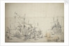 Dutch fighting ships drying sails by Willem van de Velde the Elder
