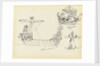 Sketch of a Roman warship, part of a Roman merchant ship and a vessel with sail set by John Everett