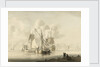 Kraak and other craft becalmed by Pieter Aartsz Blauw