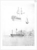 Sketches of HMS 'St Joseph' at anchor and HMS 'Lavinia Hamoaze' by John Tom