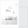 Sketches of HMS 'St Joseph' at anchor and HMS 'Lavinia Hamoaze' by John Tom