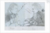 Sketch of Thompson and Harris playing backgammon on board 'Andromeda' by unknown