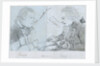 Sketch of Thompson and Harris playing backgammon on board 'Andromeda' by unknown
