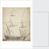 Portrait of a small Dutch merchant ship by Willem van de Velde the Elder