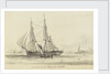 View of an outward bound collier off Northfleet and small single sail vessel by William John Huggins
