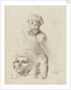 Sketch of a statue of a man and child (unfinished) and sketch of the head of a girl by unknown