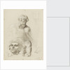 Sketch of a statue of a man and child (unfinished) and sketch of the head of a girl by unknown