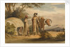 South African man and woman with an ox, a woman in a native built hut by unknown