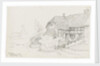 Sketch of a thatched house 'At Pewsey, Wilts, 10 July 1878' by William James Herschel