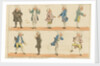 Nine caricature figures in 18th century costume by Henry William Bunbury
