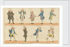Nine caricature figures in 18th century costume by Henry William Bunbury