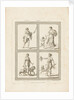 Four classical poses: 'Hatred, Love, Moderation, Fury. by William Hamilton