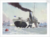 Royal Naval auxillary oil tanker off Greenwich, 1914-1918 by John Everett