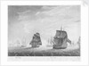 The view of the 'Prince George' disabled by the loss of her foremast, 12 April 1782 by Robert Dodd