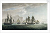 The East India Company's ship 'General Goddard' with His Majesty's ship 'Sceptre' and 'Swallow' packet capturing seven Dutch East Indiamen off St Helena, on the 14 June 1795 by Thomas Luny