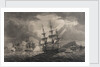 Captain Pellew of the 'Phaeton' attacking two Dutch frigates by Nicholas Pocock