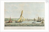HM revenue cutter 'Vigilant'  towing her prize the barge 'Charlotte', 13 December 1849 by John Christian Schetky