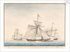 The English cutter 'Swan' taken by French privateers 'La Reciprocite' and 'Le Voltigeur', March 1807 by Houllets