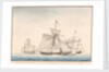 The English cutter 'Swan' taken by French privateers 'La Reciprocite' and 'Le Voltigeur', March 1807 by Houllets