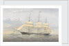 Clipper Ship 'South Australia' (1863) at sea near a coast by Thomas Goldsworth Dutton