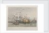 The Royal Navy. Portsmouth Harbour - the 'Victory' saluting Her Majesty (with) HMY 'Fairy' and 'Dryad' by Thomas Sewell Robins