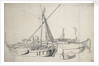 Study of a damlooper and a smalschip lying alongside one another by Willem van de Velde the Elder