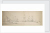 The Dutch fleet at anchor off the coast by Willem van de Velde the Elder