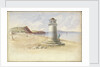 Scene at Teignmouth, with a figure looking out to sea leaning up against a beacon by George Pechell Mends