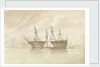 HMS 'Trafalgar' off Sheerness, from the 'Shannon', 28 December 1850 by George Pechell Mends