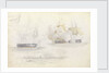 Four shipping studies, including of a frigate action by George Pechell Mends