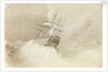 HMS 'Trafalgar' losing her rudder-head in a north-easterly gale off Malta, 1 February 1852 by George Pechell Mends